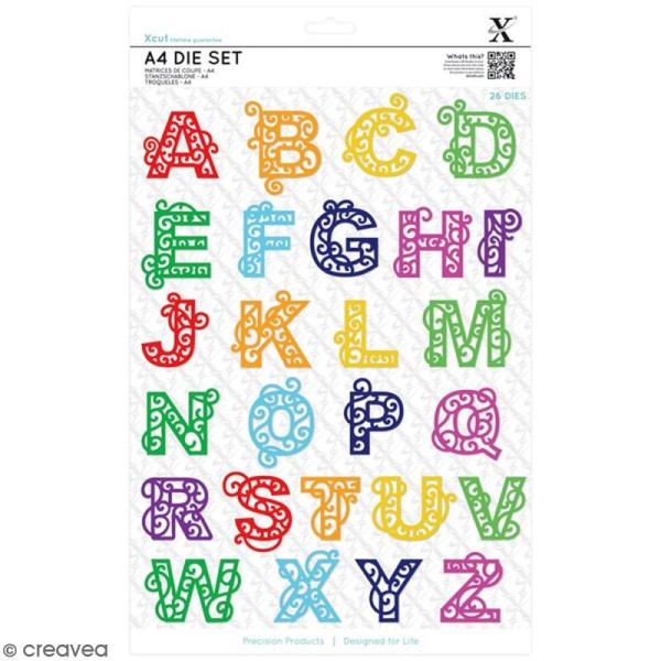 Matrice de coupe Xcut A4 - Lettres de l'alphabet en filigrane - 26 pcs - Photo n°1