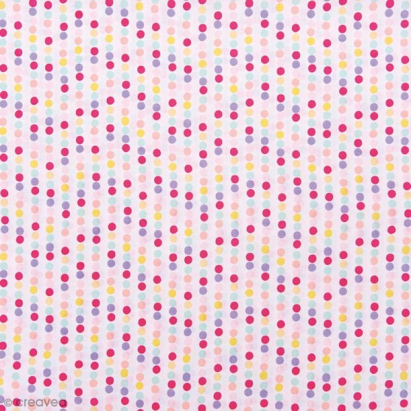 Tissu Rico Design - Pois - Rose et violet - Par 10 cm (sur mesure) - Photo n°1