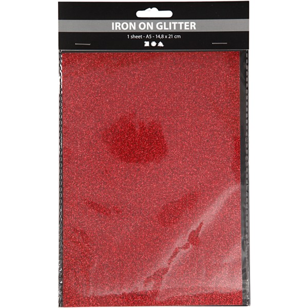 Papier transfert textile pailleté - 14,8 x 21 cm - Rouge - 1 pce - Photo n°2