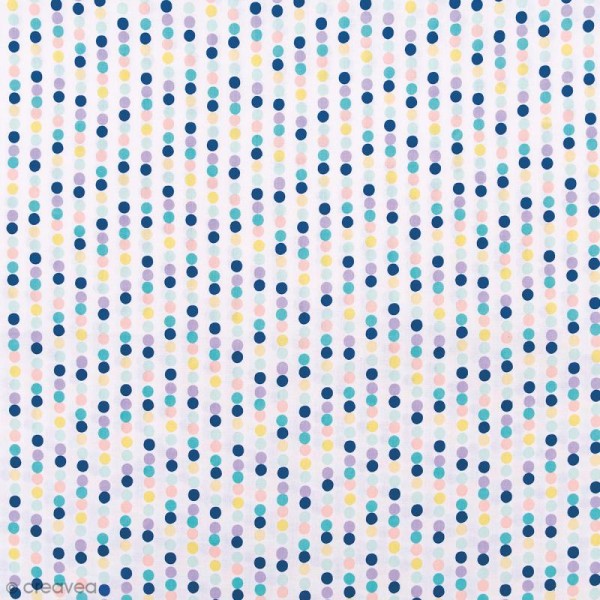 Tissu Rico Design - Pois - Bleu et violet - Par 10 cm (sur mesure) - Photo n°1
