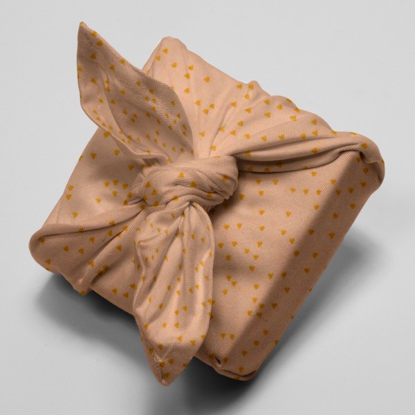 Tissu Rico Design - Triangles dorés - Fond rose poudré - Par 10 cm (sur mesure) - Photo n°4