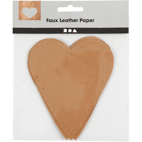 Coeur en papier imitation cuir - 10 x 12 cm - 4 pcs - Photo n°2