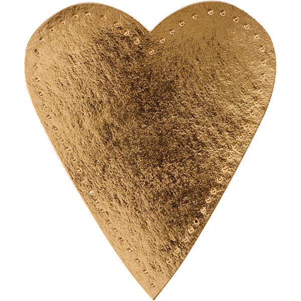 Coeur en papier imitation cuir doré - 10 x 12 cm - 4 pcs - Photo n°1
