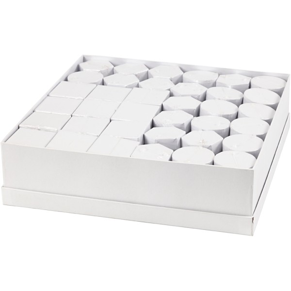 Assortiment de boîtes en carton blanc - Rond, carré, hexagonale - 4,5 à 6 cm - 36 pcs - Photo n°1