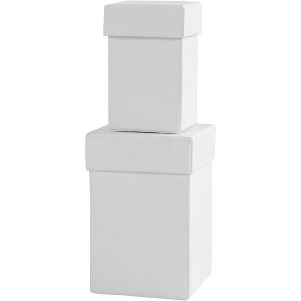 Lot de boîtes carrées à couvercle - Blanc - 7 et 9 cm - 2 pcs - Photo n°1