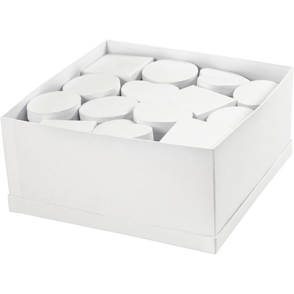 Assortiment de boîtes en carton blanc - Rond, ovale, carré, coeur - 10 à 12 cm - 27 pcs - Photo n°1