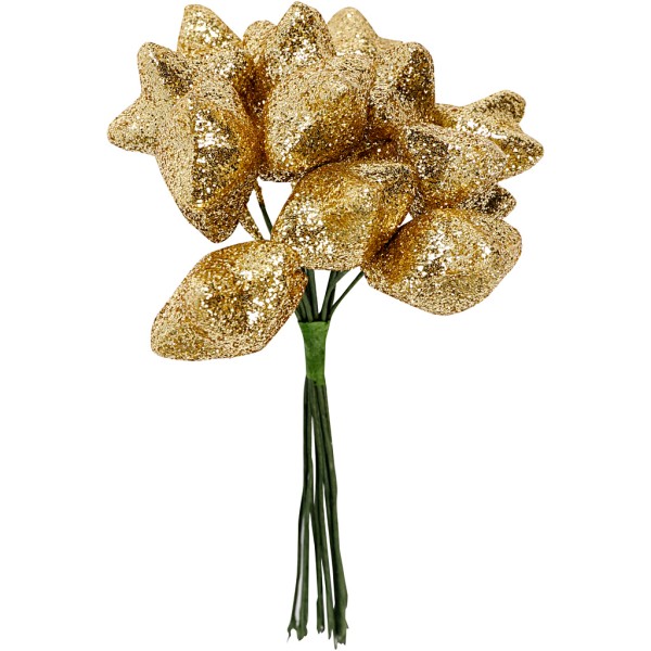 Bouquet d'étoiles pailletées - Doré - 12 cm - Photo n°1