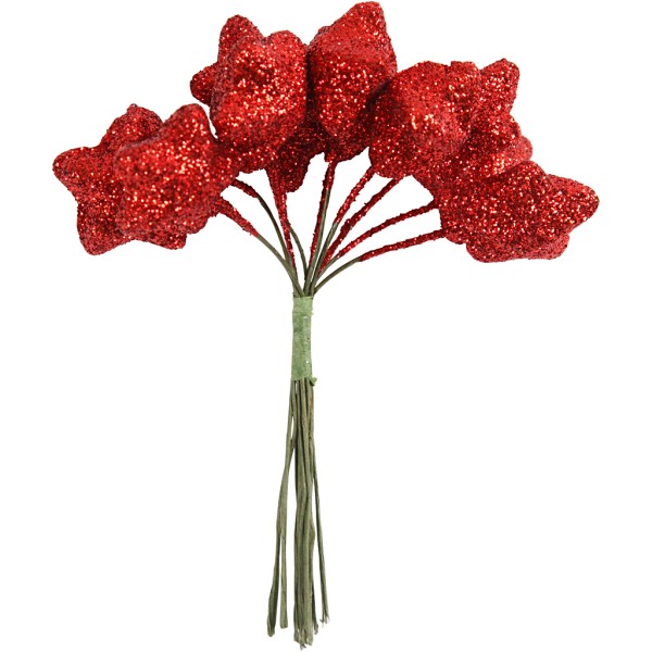 Bouquet d'étoiles pailletées - Rouge - 12 cm - Photo n°1