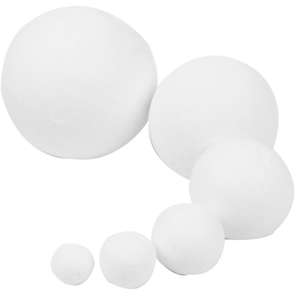 Assortiment de boules de ouate de cellulose  - Blanc - 12 à 50 mm - 240 pcs - Photo n°2
