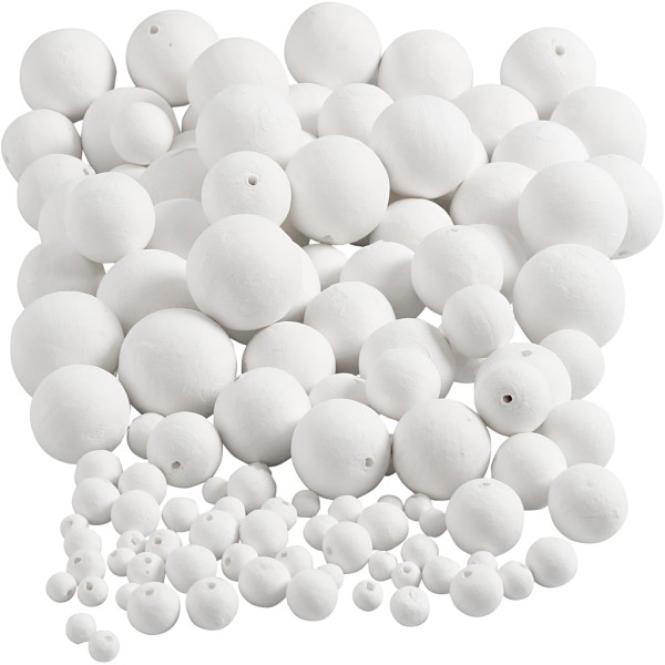 Assortiment de boules de ouate de cellulose  - Blanc - 12 à 50 mm - 240 pcs - Photo n°1