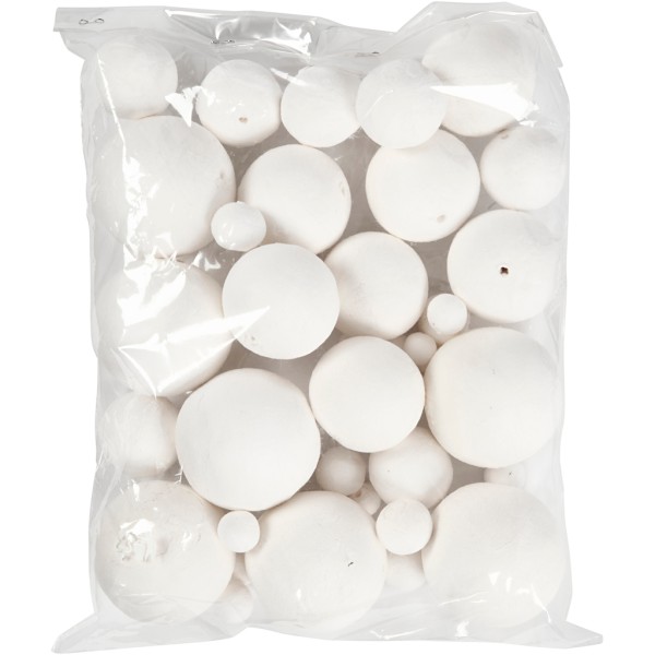 Assortiment boules d'ouate de cellulose - Blanc - 12 à 50 mm - 42 pcs - Photo n°2