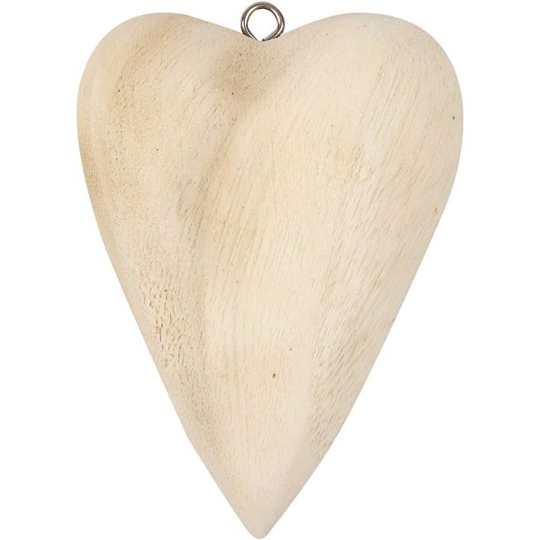 Coeur à suspendre en bois à décorer - 11,5 x 8,5 x 3 cm - Photo n°1