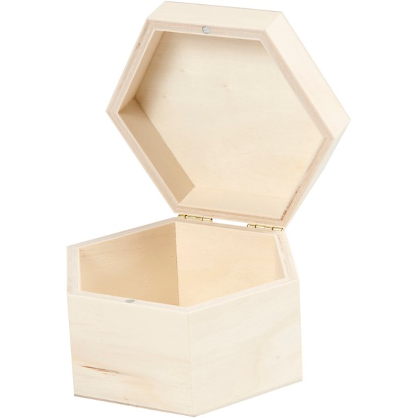 Boîte hexagonale en bois à décorer - 12 x 7 cm - Photo n°1