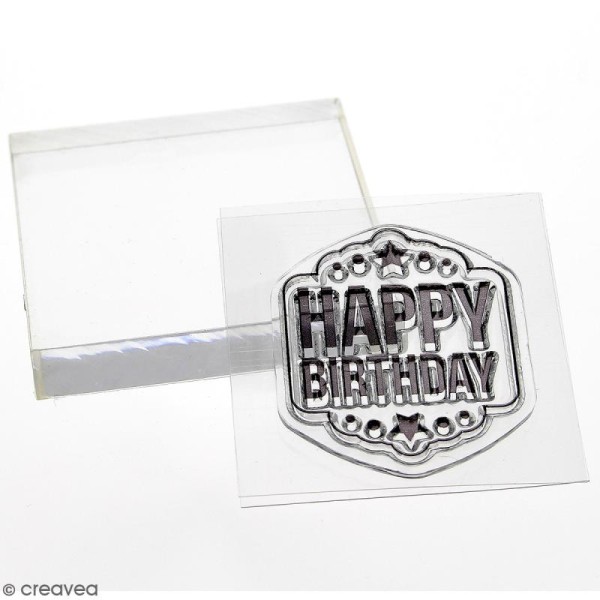 Kit tampon clear et bloc acrylique - Happy Birthday - 3,5 cm - Photo n°2