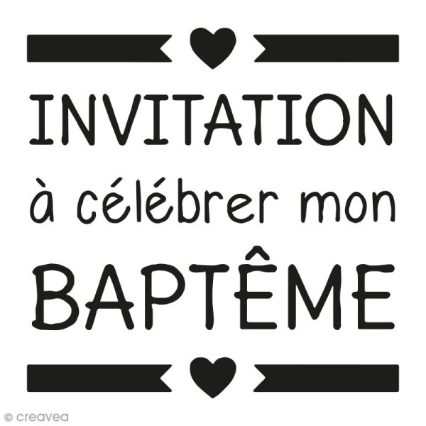 Kit tampon clear et bloc acrylique - Invitation Baptême - 4,5 x 4,5 cm - Photo n°1