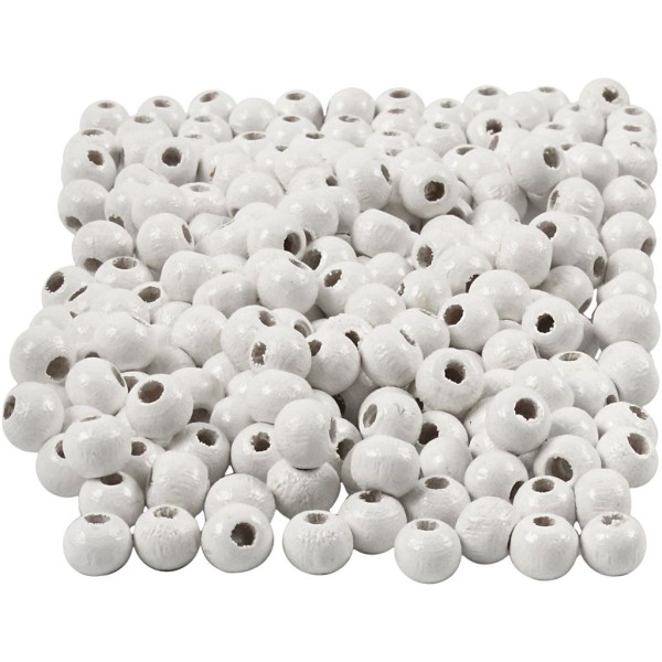 Assortiment de perles en bois 5 mm - Blanc - 150 pcs - Photo n°1