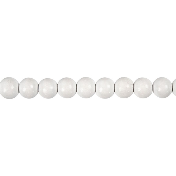 Assortiment de perles en bois 8 mm - Blanc - 80 pcs - Photo n°3