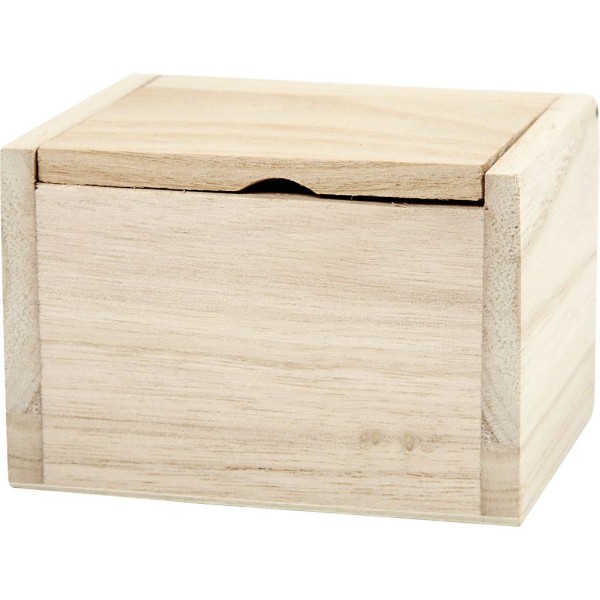 Boîte avec couvercle rabattable en bois - 10 x 8,2 x 6,7 cm - Photo n°1