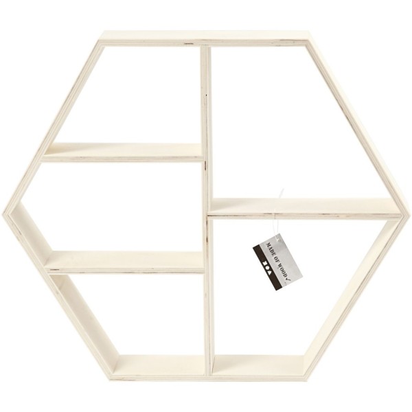 Etagère hexagone en bois - 33,5 x 38,5 cm - Photo n°2