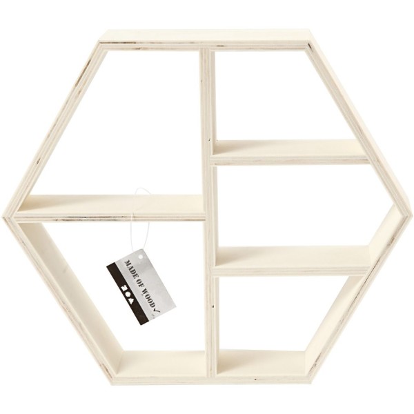 Etagère hexagone en bois - 25 x 28,5 cm - Photo n°2