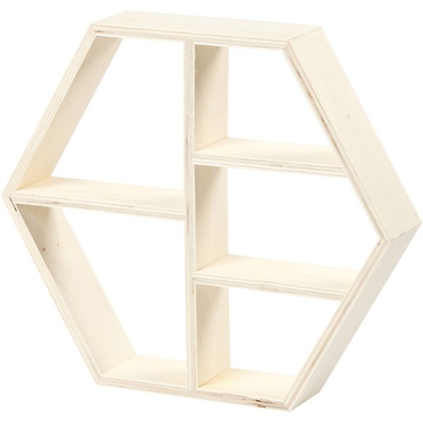 Etagère hexagone en bois - 25 x 28,5 cm - Photo n°1
