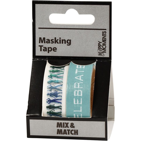 Set de masking tape - Fête Turquoise - 1,5 cm x 5 m - 2 pcs - Photo n°2