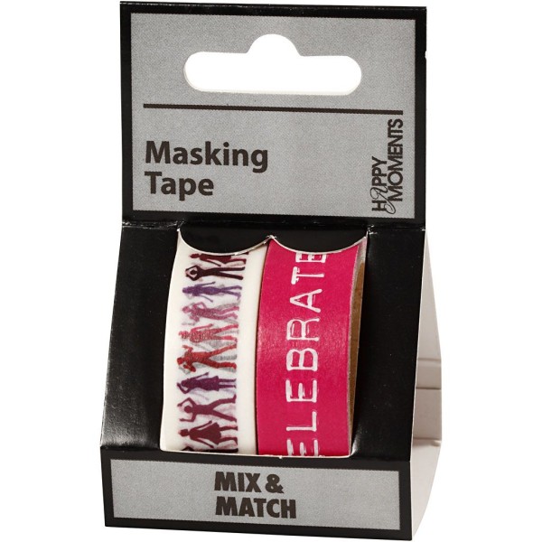 Set de masking tape - Fête Rose - 1,5 cm x 5 m - 2 pcs - Photo n°2