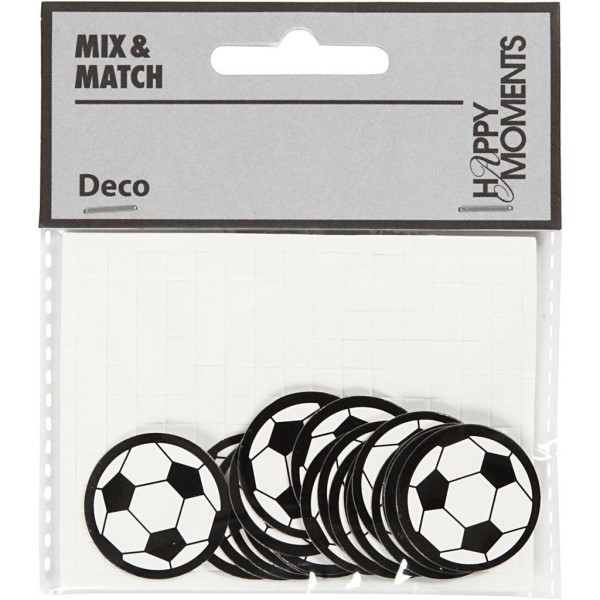 Étiquettes en carton noir et blanc - Ballon de foot - 25 mm - 20 pcs - Photo n°2