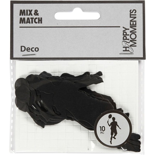 Étiquettes en carton noir - Joueur de badminton - 40 x 90 mm - 10 pcs - Photo n°2