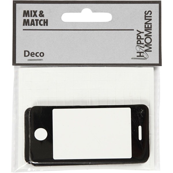 Étiquettes en carton noir et blanc - Téléphone portable - 34 x 71 mm - 10 pcs - Photo n°2