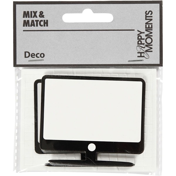 Étiquettes en carton noir et blanc - Ecran - 62 x 53 mm - 10 pcs - Photo n°2