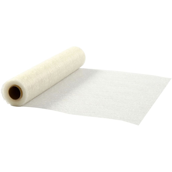 Chemin de table en tissu fileté - Blanc cassé - 30 cm x 10 m - Photo n°1