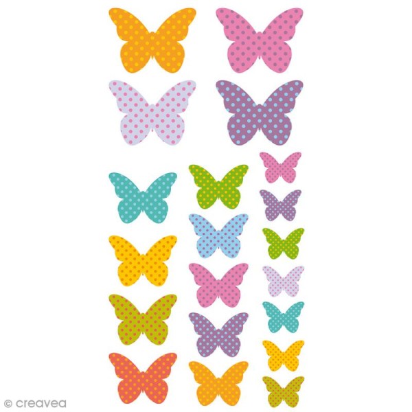 Stickers Puffies 13,5 x 8 cm - Papillons - 20 pcs - Photo n°1
