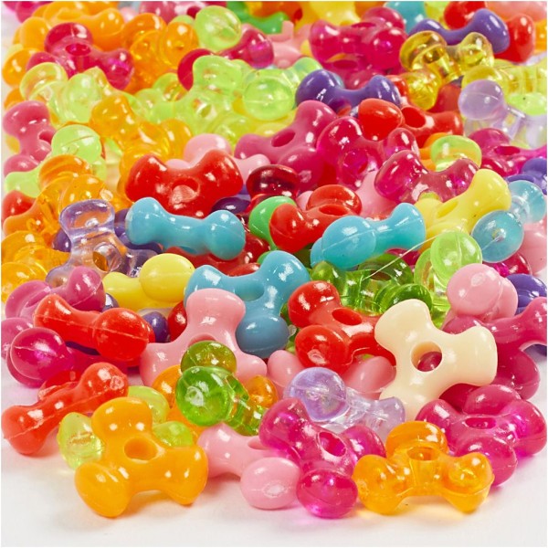 Assortiment de perles en plastique multicolore - 10 mm - Environ 200 pcs - Photo n°1
