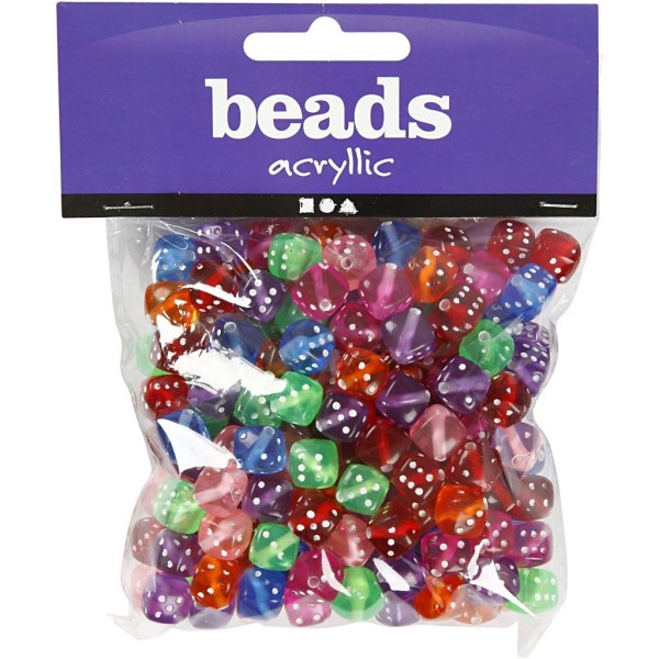 Assortiment de perles en plastique multicolore - Dés - 7 x 7 mm - 105 g - Photo n°2