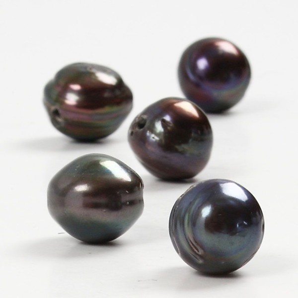 Grandes Perles D'Eau Douce, Dim. 13-17 Mm, Diamètre Intérieur 2 Mm, Paon, 5Pièces - Photo n°1