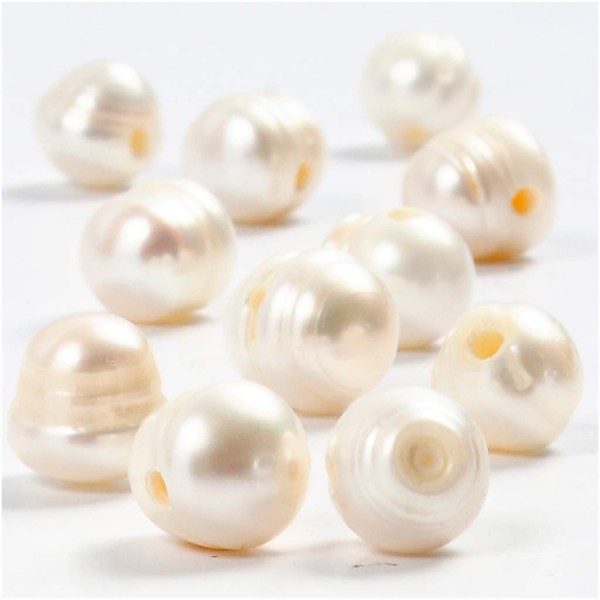 Perles d'eau douce nacrées - 9 à 11 mm - 10 pcs - Photo n°1