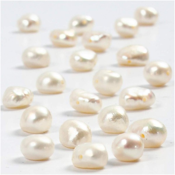 Perles nacrées d'eau douce - Blanches - 4 à 6 mm - 40 pcs environ - Photo n°1