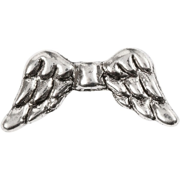Perles ailes en métal argenté - 20 mm - 16 pcs - Photo n°1