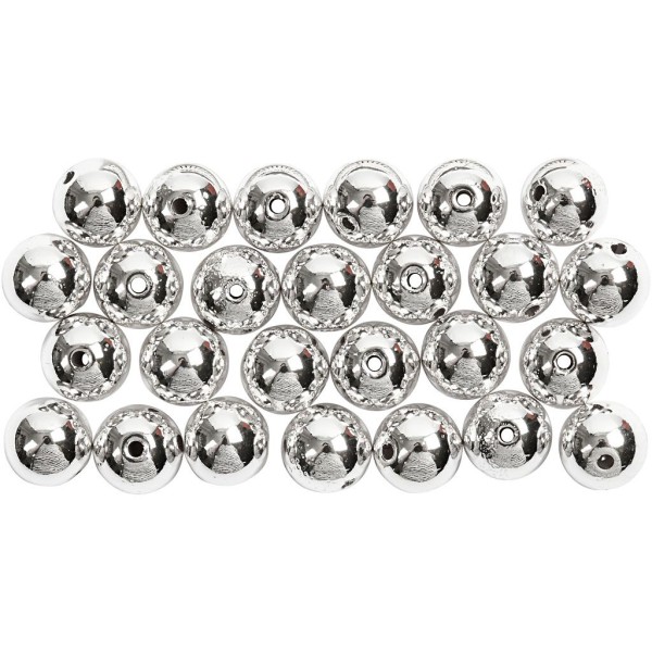 Perles de décoration 8 mm - Argenté - 50 pcs - Photo n°1