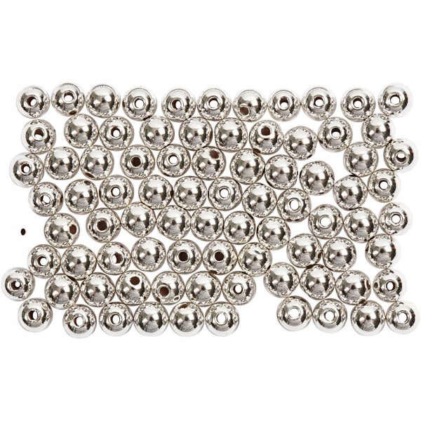 Perles de décoration 4 mm - Argenté - 150 pcs - Photo n°1