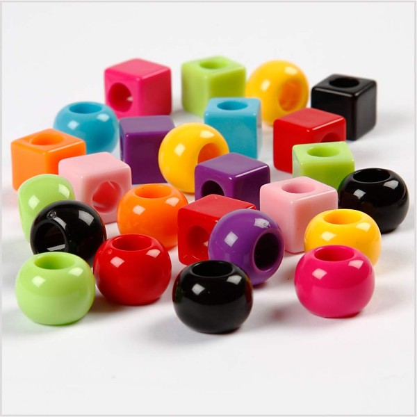 Assortiment de perles 11 mm - Ronds et Cubes - Environ 330 pcs - Photo n°3