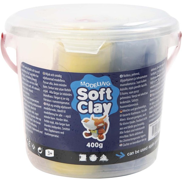 Assortiment de pâte à modeler douce Soft Clay - Couleurs classiques - 5 x 80 gr - Photo n°2