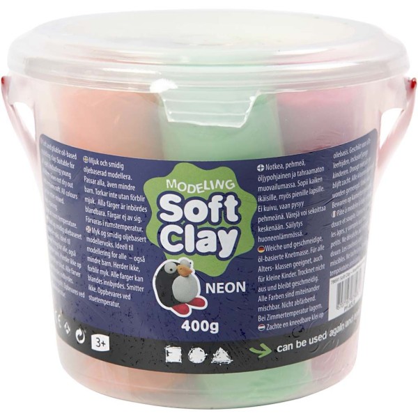 Assortiment de pâte à modeler douce Soft Clay - Couleurs néon - 5 x 80 gr - Photo n°2