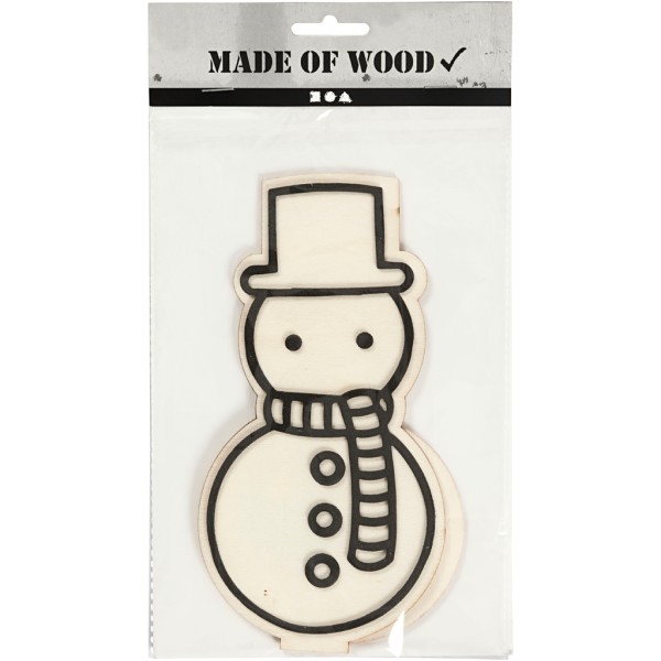 Figurine en bois à décorer - Bonhomme de neige - 18,5 cm - Photo n°2