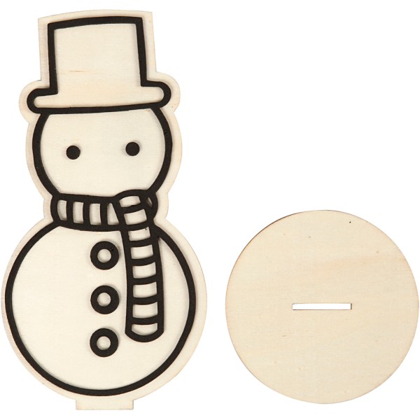 Figurine en bois à décorer - Bonhomme de neige - 18,5 cm - Photo n°3
