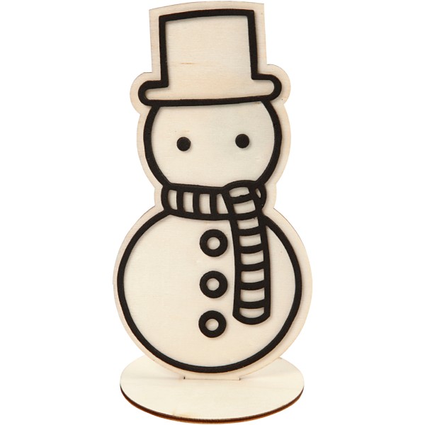 Figurine en bois à décorer - Bonhomme de neige - 18,5 cm - Photo n°1