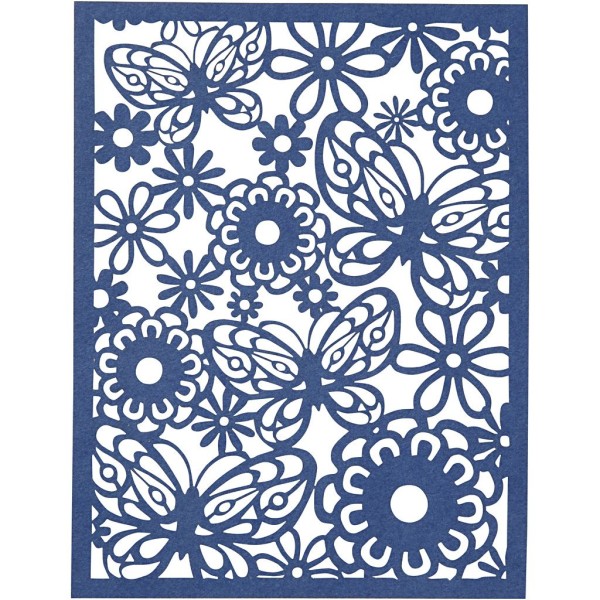 Bloc de papier cartonné aux motifs Dentelle - Bleu et violet - Format A6 - 24 feuilles - Photo n°3