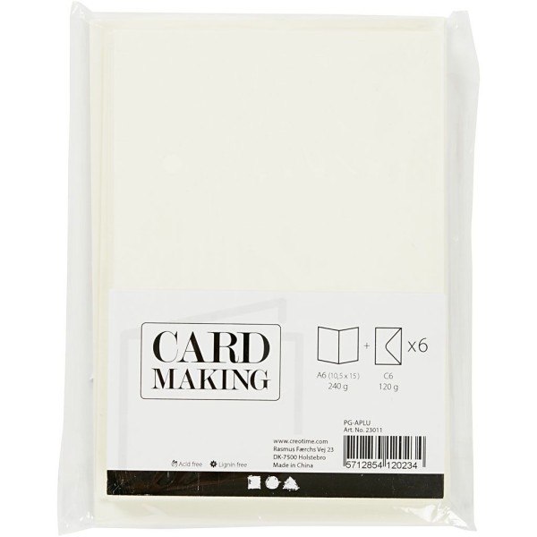 Cartes doubles et enveloppes - Blanc cassé - 10,5 x 15 cm - 12 pcs - Photo n°2
