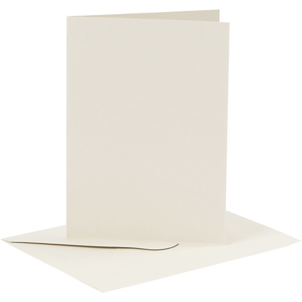 Cartes doubles et enveloppes - Blanc cassé - 10,5 x 15 cm - 12 pcs - Photo n°1